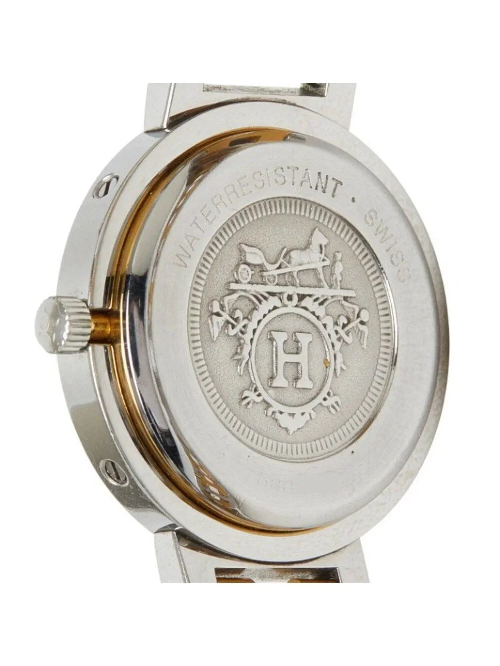 Hermes Clipper Watch White Gold Silver Stainless Steel